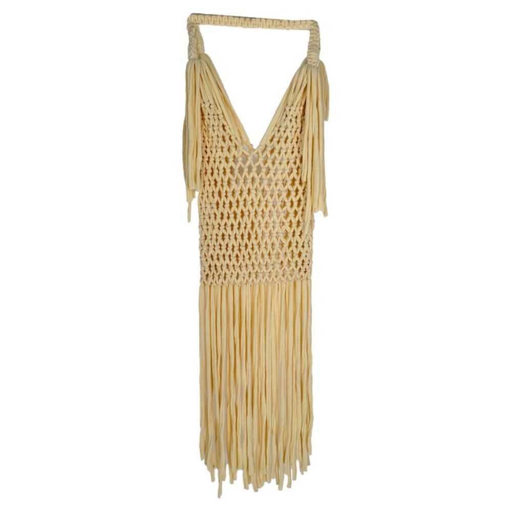 Off-White Macrame hobo Shoulder Bag in Cream Cotton